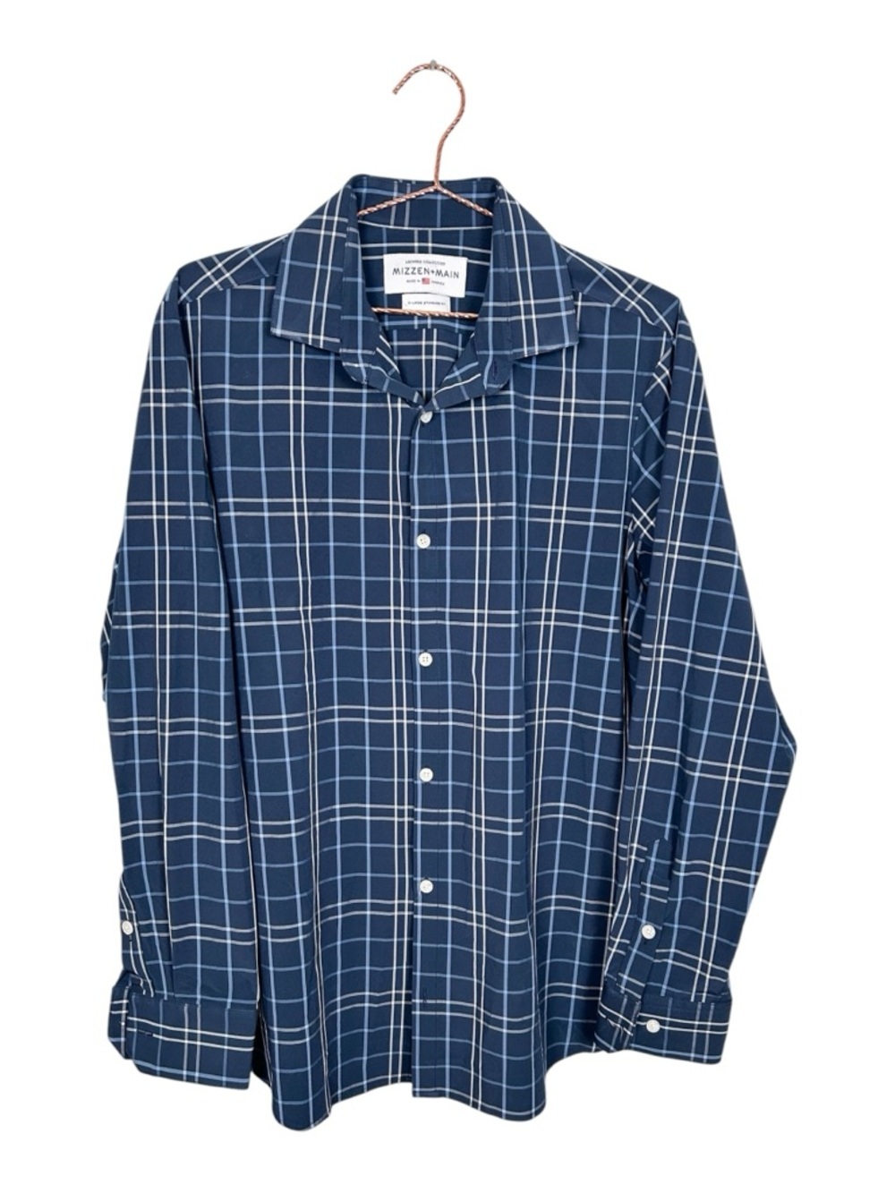Mizzen+Main Leeward Collection Blue Plaid Button-Up Shirt